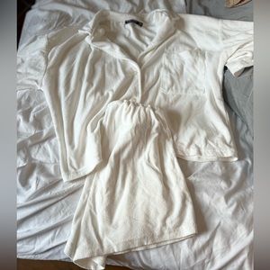 White Teri cloth shorts and short sleeve set. Worn once